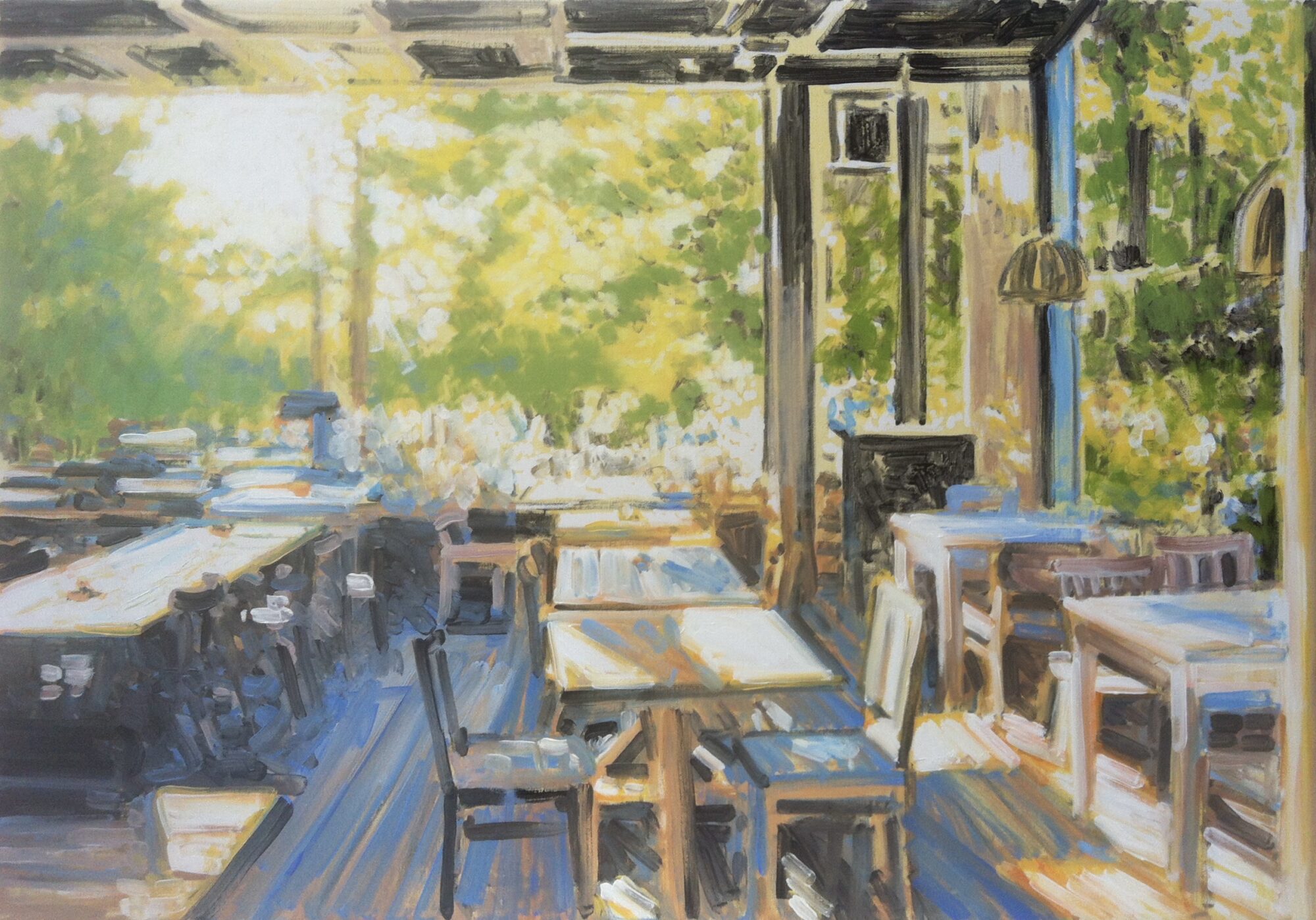 Berlin, Cafe im Tiergarten VIII 2023 80×115 Kopie 2