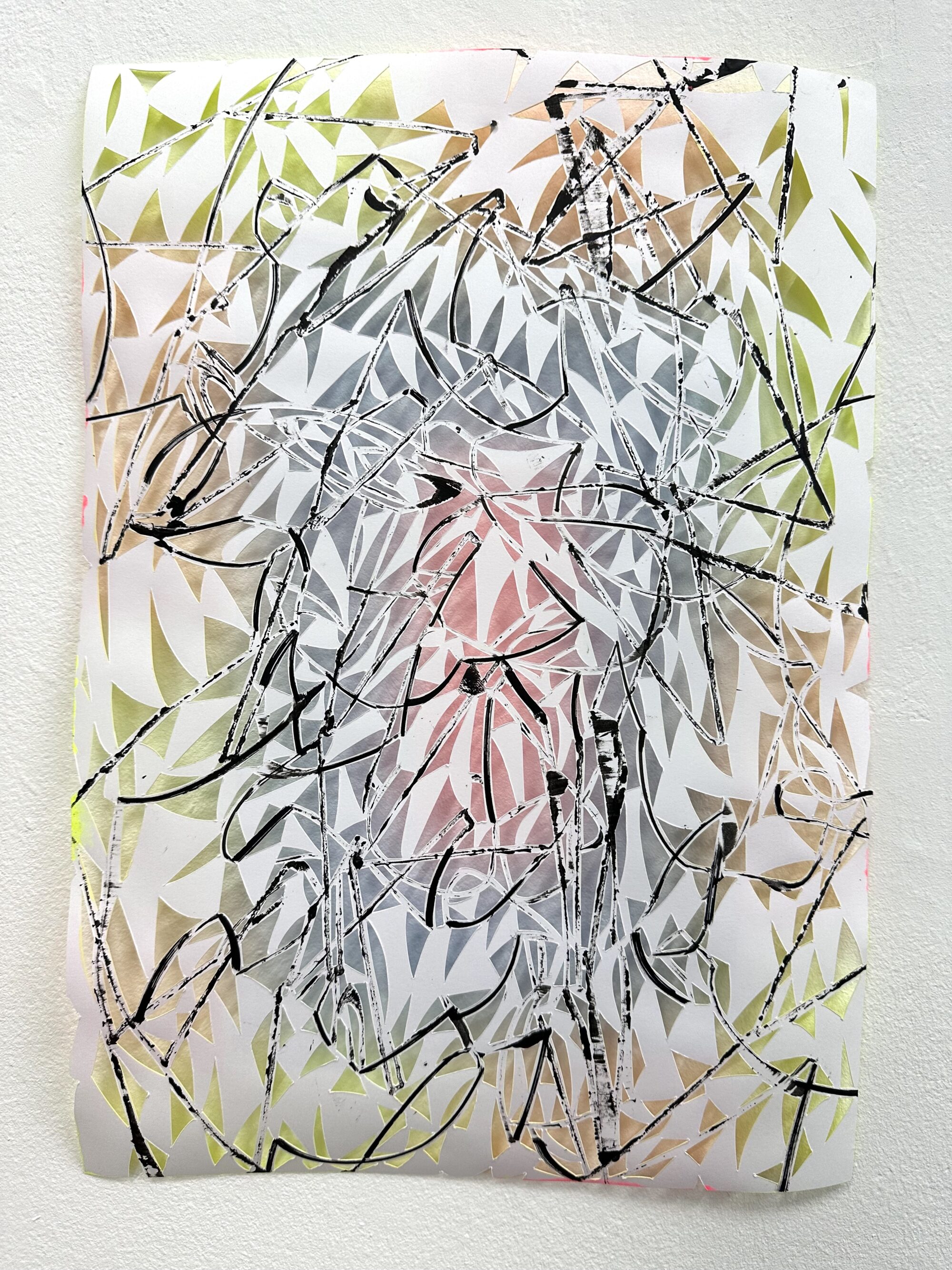 mink, 2023, Acryl auf Papierschnitt, 42 x 29,5 cm